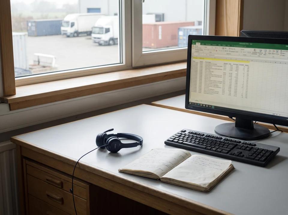 Dispatch workstation with shipment schedule and headset