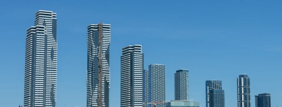 Vaughan Metropolitan Centre towers seen from Highway 407