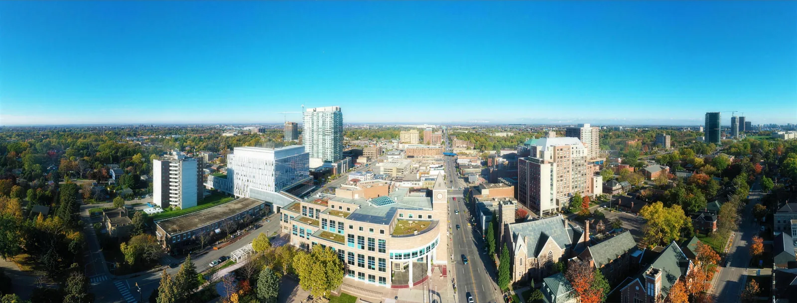 Aerial view of downtown Brampton