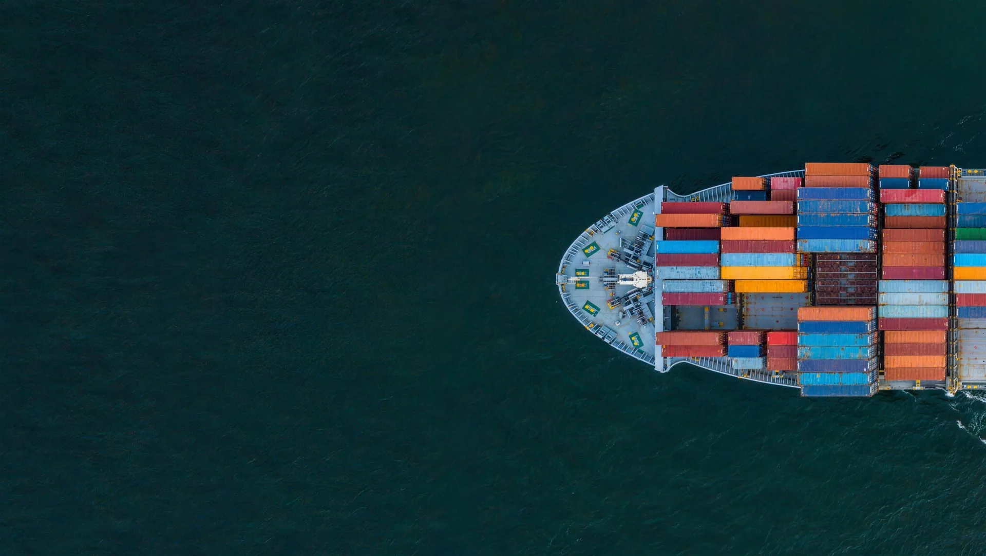 Container ship at sea, seen from above